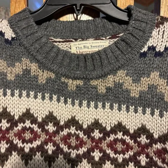 VINTAGE Abercrombie & Fitch The Big Sweater MENS XL Pullover Cotton Knit Y2K - Picture 3 of 6